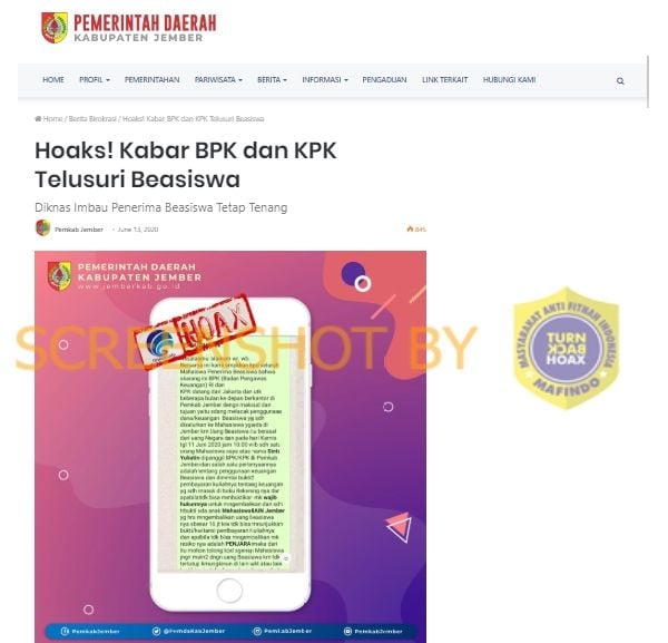 BPK dan KPK telusuri penggunaan beasiswa mahasiswa Jember (Turnbackhoax.id)