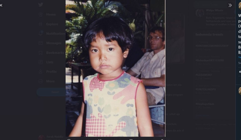 Potret masa kecil Widyastuti. (Twitter/@taziateresa)