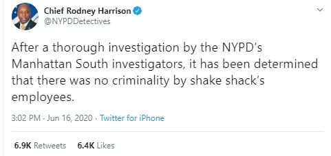 Cuitan Kepala Detektif NYPD terkait hasil penyelidikan keracunan milkshake. (twitter.com/@NYPDDetectives)