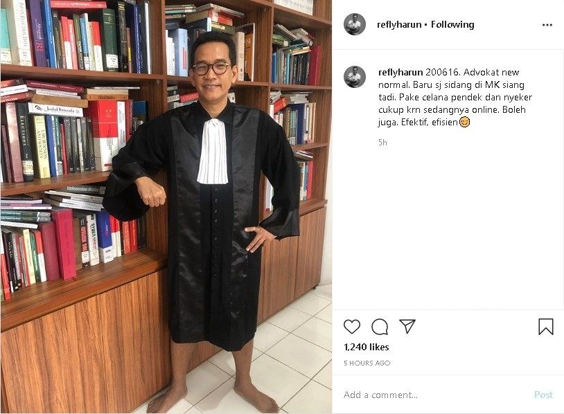 Fesyen advokat new normal ala Refly Harun - (Instagram/@reflyharun)