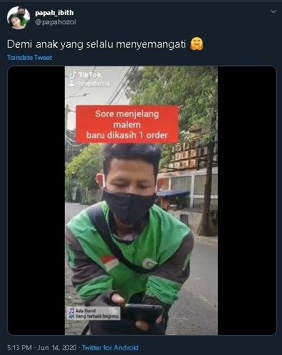 Cerita sopir ojol belikan es krim putrinya. (Twitter/@papahozol)