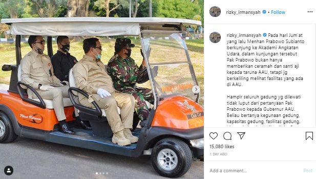 Warganet salfok dengan sepatu Menhan Prabowo Subianto (Instagram).