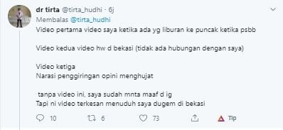 Cuitan dr. Tirta akan polisikan akun Twitter @ramydhia (Twitter).