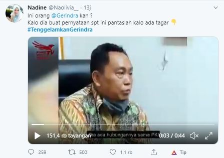 Cuitan warganet dengan tagar #TenggelamkanGerindra (Twitter)