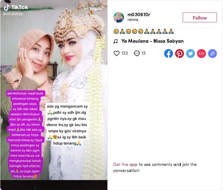 Petugas KUA nikahkan mantan istri dengan teman sendiri - (TikTok/@m030510r)