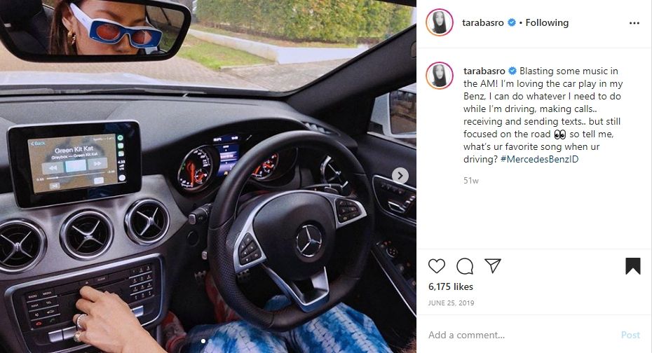 Potret Tara Basro dengan mobil Mercy. (Instagram)