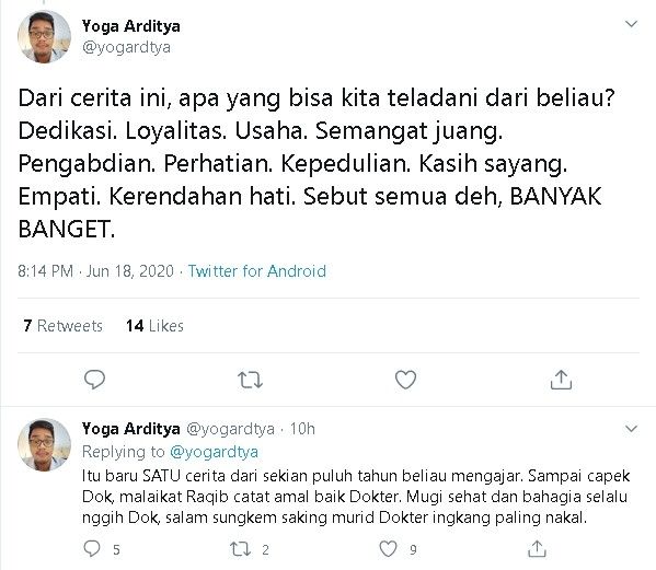 Perjuangan dosen FKKMK UGM demi kuliah online buat mahasiswa terenyuh. - (Twitter/@yogardtya)