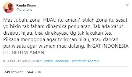 Istilah zona hijau dikritik (Twitter).