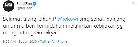 Fadli Zon beri doa khusus di hari ulang tahun Jokowi (Twitter/fadlizon)