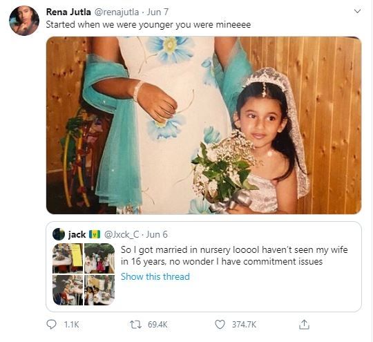 Viral Pria Mencari 'Istri' yang Dinikahi Saat TK (twitter.com/renajutla)