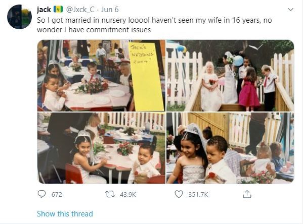 Viral Pria Mencari 'Istri' yang Dinikahi Saat TK (twitter.com/Jxck_C)