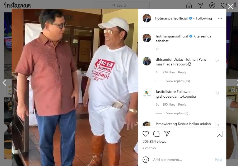 Hotman Paris pamer diajak main sama Prabowo (Instagram/hotmanparisofficial)