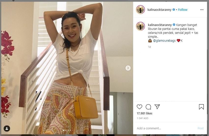 Gaya OOTD Kalina Oktarani (instagram.com/kalinaocktaranny)