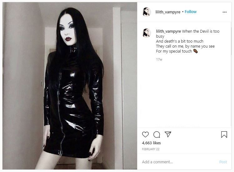 Lilith, Wanita yang Mengaku Sebagai Vampir Berusia 600 Tahun (instagram.com/lilith_vampyre)