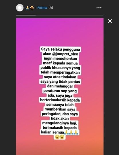 Permohonan maaf sopir ambulans yang sempat ugal-ugalan. (Instagram)