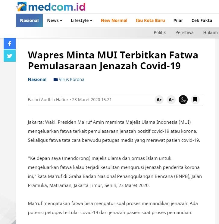 Maruf Amin Keluarkan New Fatwa Salat Tanpa Wudhu dan Tayamum (Turnbackhoax.id)