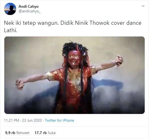Didik Ninik Thowok ikut Lathi Challenge (Twitter).