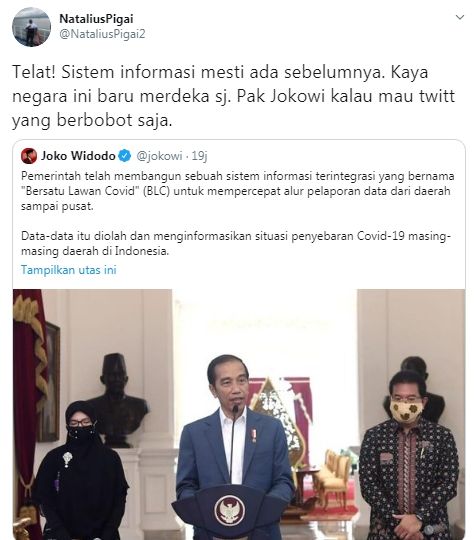 Natalius Pigai sebut sistem informasi Covid-19 telat (Twitter/nataliuspigai2)