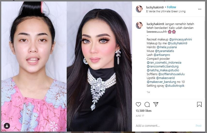 MUA Buat Makeup Mirip Syahrini (instagram.com/luckyhakim9)