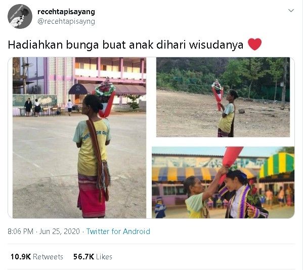 Viral foto mengharukan ibu ke wisuda anak - (Twitter/@recehtapisayng)