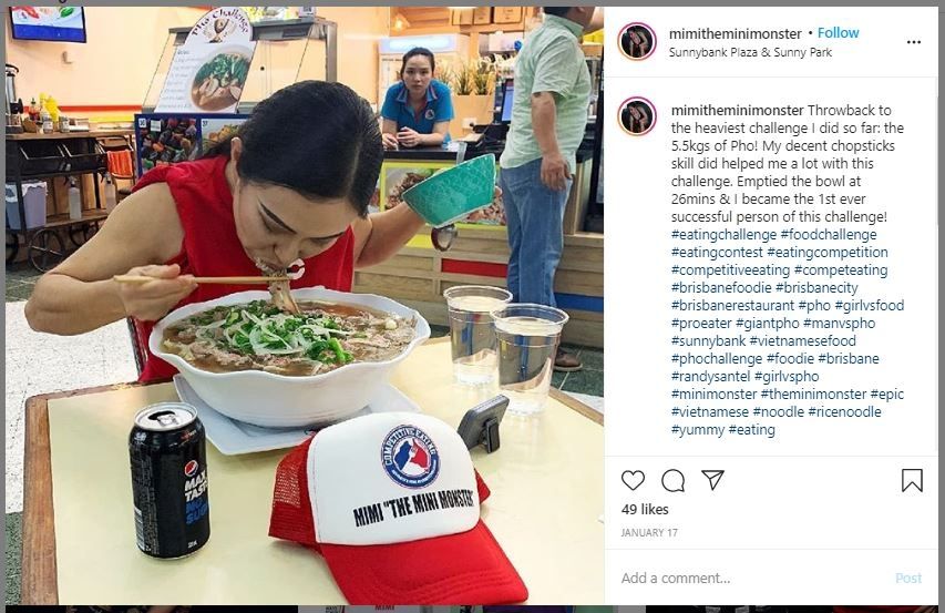 Mimi Zhang, Wanita yang Bisa Makan 5,5 Kg Mie Sendirian (instagram.com/mimitheminimonster)