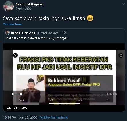 PKS diisukan setujui RUU HIP. (Twitter)