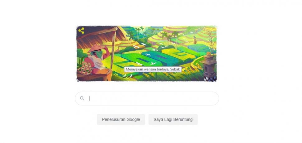 Google Doodle hari ini, Subak. [Screenshot]