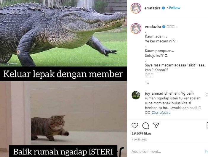 Unggahan mantan istri Engku Emran, Erra Fazira [Instagram]