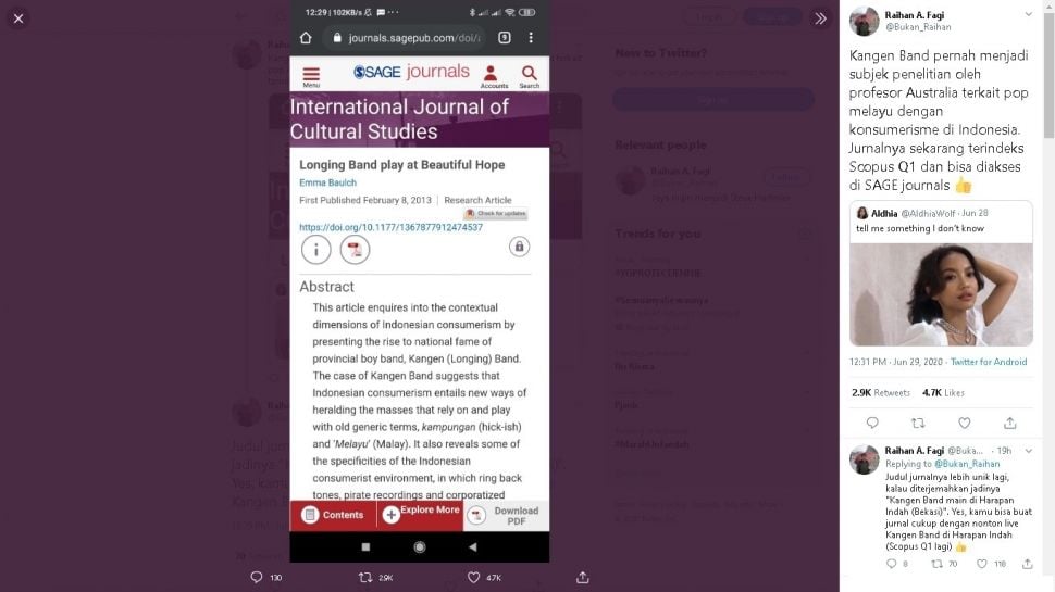 Kangen Band masuk jurnal internasional - (Twitter/@Bukan_Raihan)