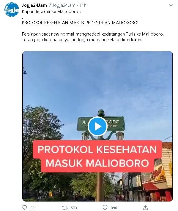 Protokol kesehatan new normal Malioboro - (Twitter/@Jogja24Jam)