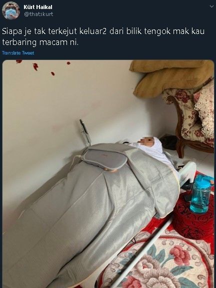 Wanita dikira meninggal oleh anaknya ternyata asyik pijat. (Twitter/@thatskurt)