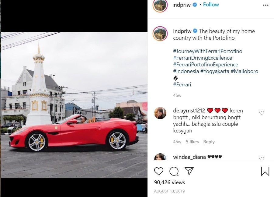 Indra Priawan ternyata pernah main ke Jogja pakai mobil kece (Instagram)