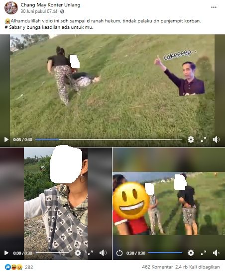 Video penganiayaan gadis ABG di tengah lapangan (Facebook).