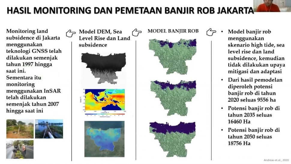 Bahan presentasi dari ahli Geodesi ITB, Heri Andreas, terkait hasil penelitiannya mengenai penurunan tanah di pesisir utara Jakarta. [Dok. Heri Andreas]