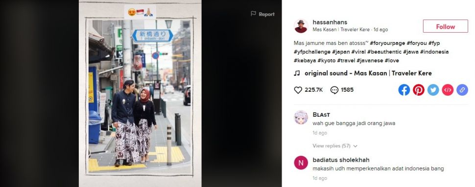 Foto baju adat Jawa di Jepang viral (TikTok/hassanhans)