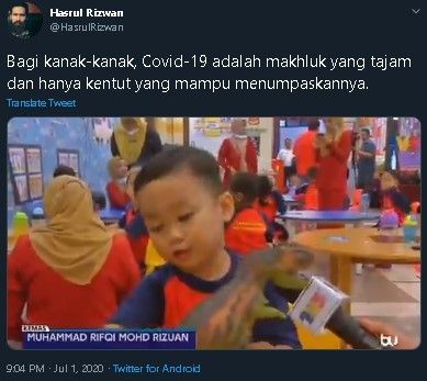 Balita ditanya cara melawan Covid-19, jawabannya bikin ngakak. (Twitter)