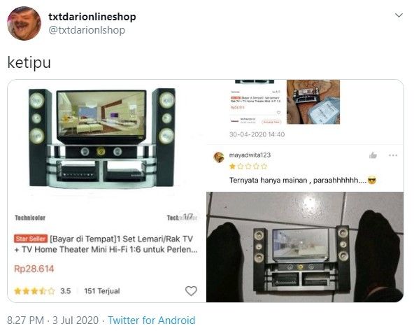 Home theater mini Rp 28 ribu (Twitter/txtdarionlshop)