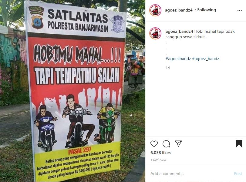 Poster balap liar picu respons kocak. (Instagram)