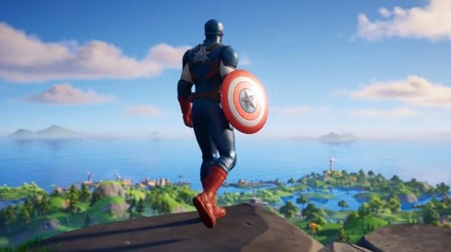 Karakter Captain America kini hadir di game Fortnite yang dikembangkan Epic Games. [Tangkapan layar YoutTube Fortnite]