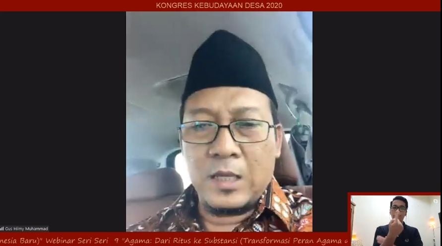 Anggota DPD RI Gus Hilmy Muhammad dalam webinar KKD 2020. (YouTube)