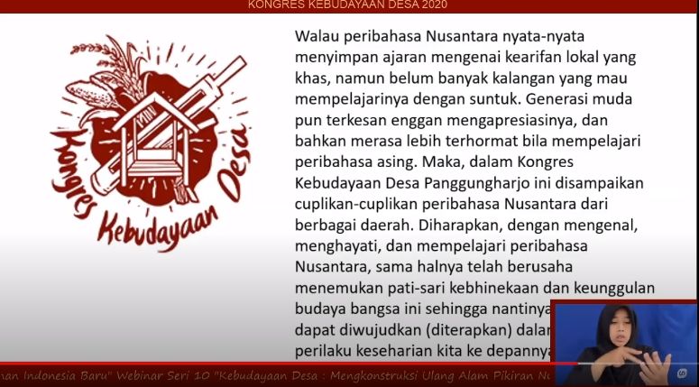 Budayawan Iman Budhi Santoso dalam webinar KKD 2020. (YouTube)