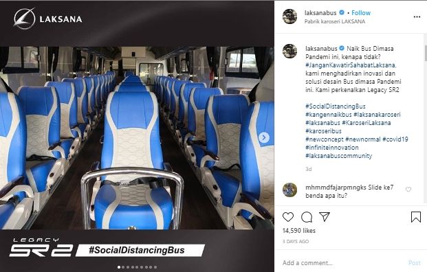 Bus terbaru Karoseri Laksana spesial edisi pandemi (Instagram).