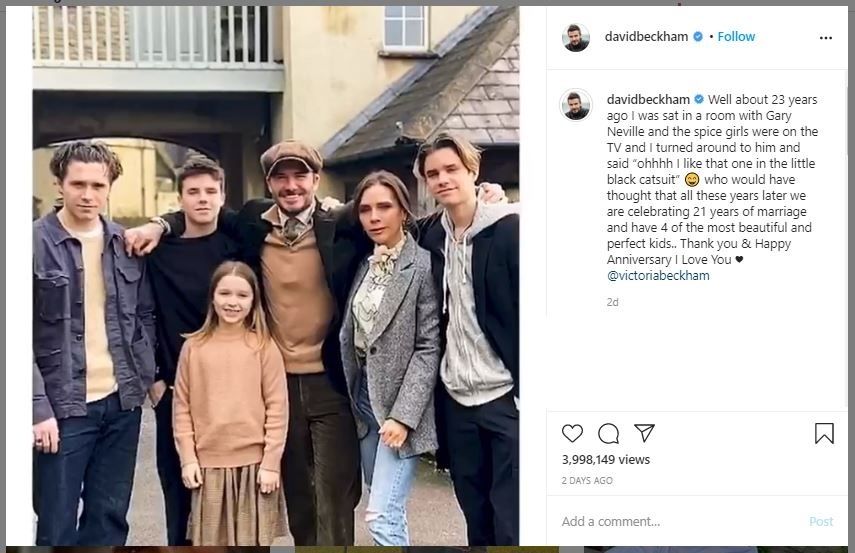 Foto Keluarga David Beckham (instagram.com/davidbeckham)