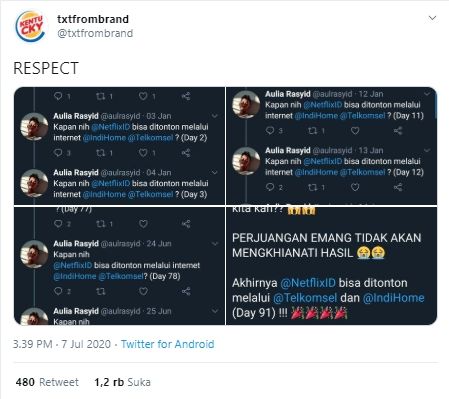 Cuitan warganet yang konsisten bertanya kapan Netflix bisa diakses pakai Telkom (Twitter).