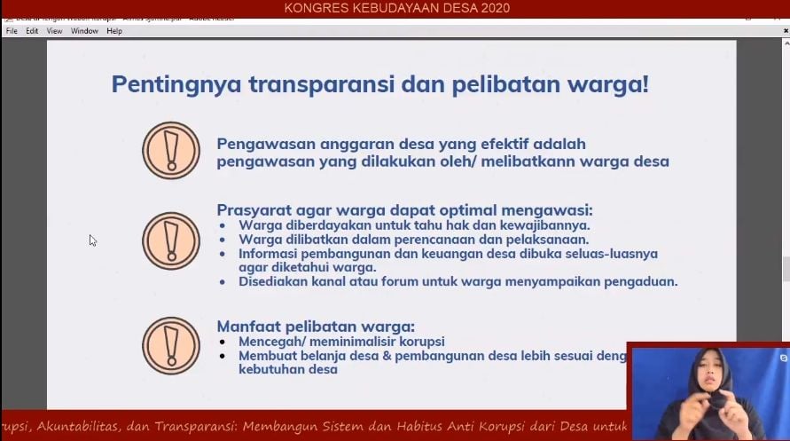 Almas Sjafrina (Peneliti Pelayanan Publik dan Reformasi Birokrasi ICW) dalam KKD 2020 (YouTube)