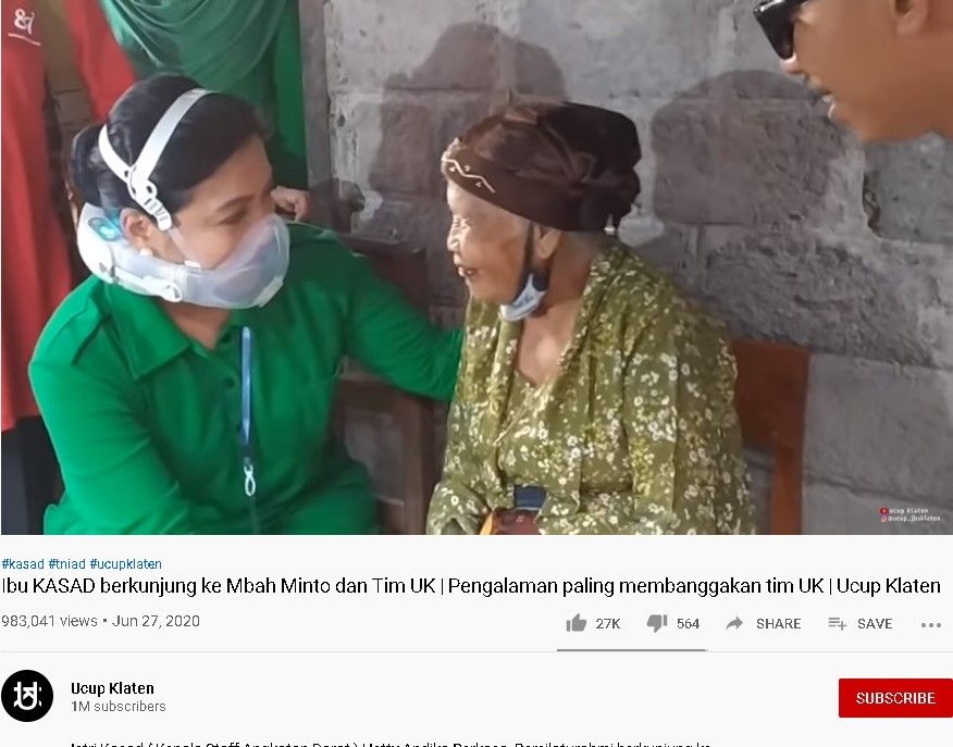 Masker unik istri KSAD - (YouTube/Ucup Klaten)