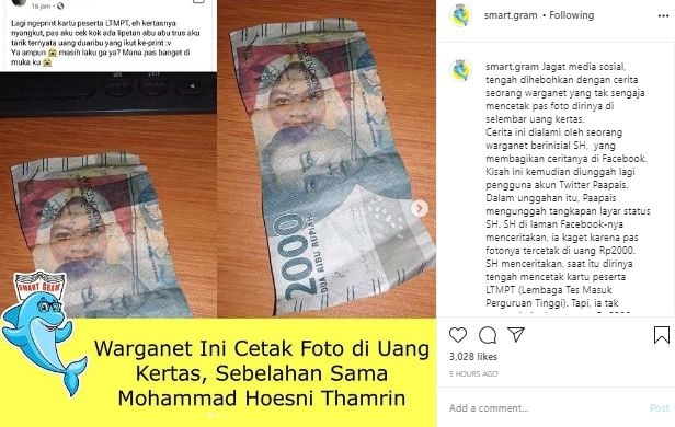 Foto tak sengaja tercetak di uang (Instagram).