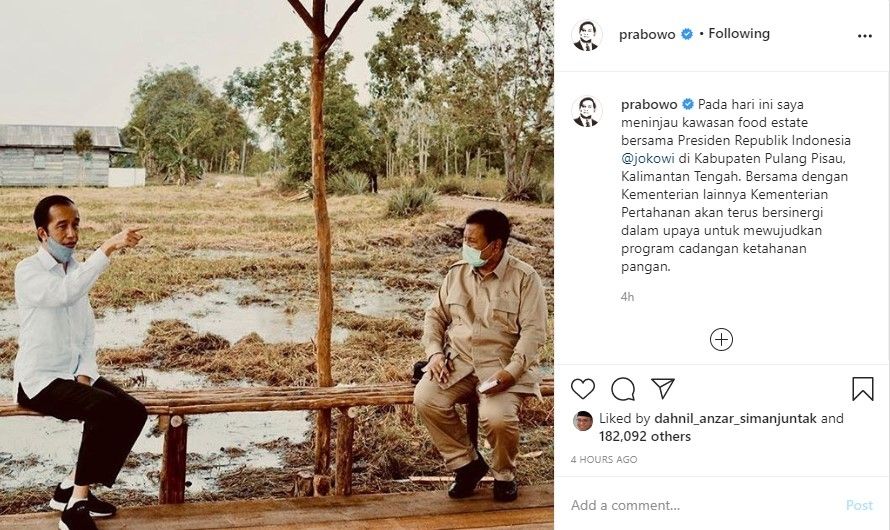 Jokowi dan Prabowo berbalas status di media sosial (Instagram/prabowo)