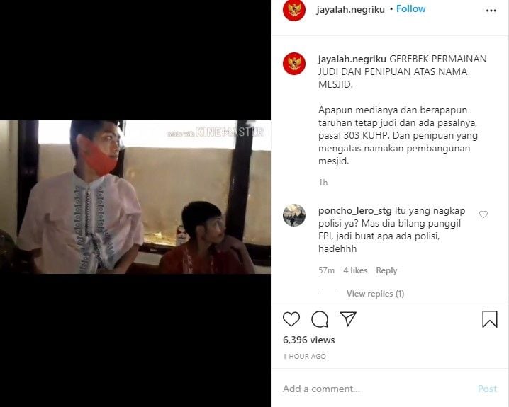 Penipu modus sumbangan masjid dapat untung Rp 700 ribu per hari (Instagram/jayalah.negeriku)