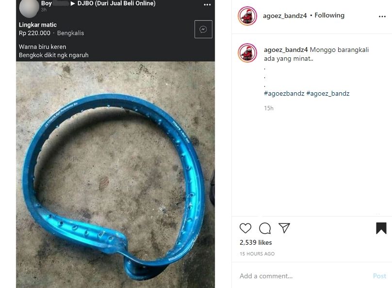 Warganet yang dihuja gegara jual onderdil bekas. (Instagram)